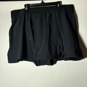 Aqua Green Black Flared Swim Skort